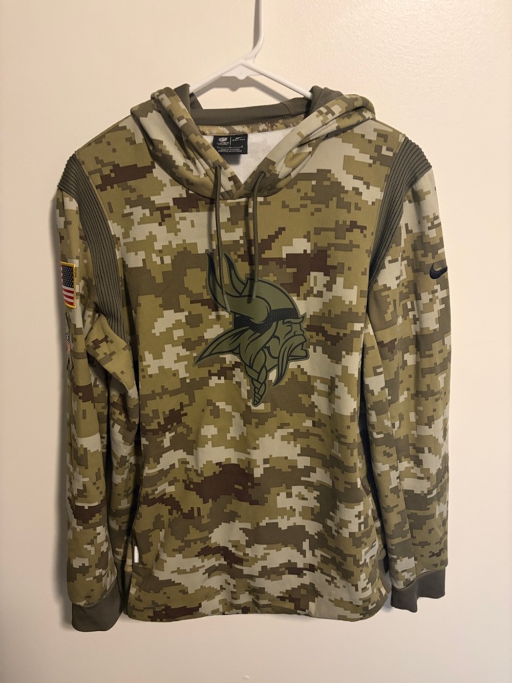 Nike Men’s Camo Hoodie - Olive/Beige Minnesota Vikings Logo